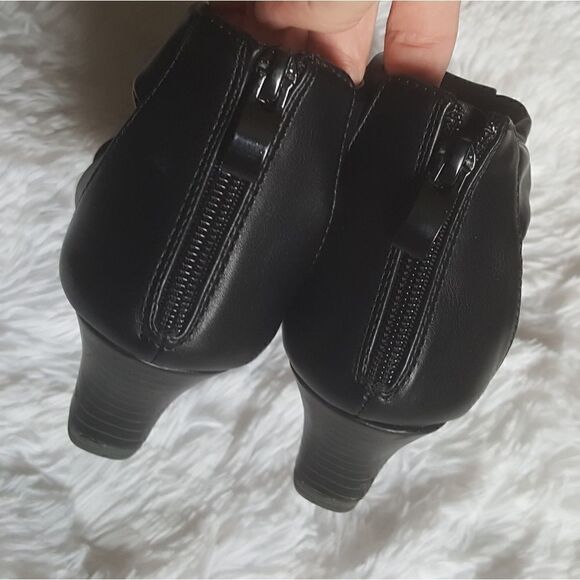 Patrizia by Spring Step Poppy Sandals Black Zip Heel Wedge Shoes Sz 36 US Sz 6 - Picture 7 of 12